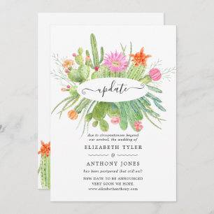 Invitation Mise à jour du Mariage Cactus aquarelle