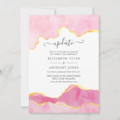 Invitation Mise à jour du Mariage d'âge rose et or (Devant)