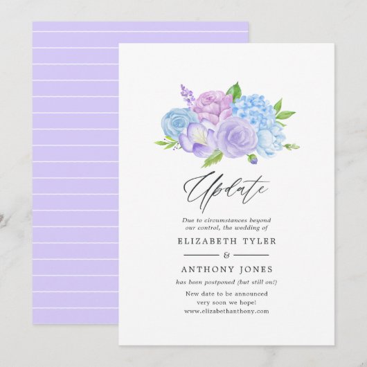Invitation Mise à jour du Mariage de lavande bleu et clair Hy (Devant / Derrière)