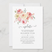 Invitation Mise à jour du Mariage floral Blush et Yellow Past (Devant)