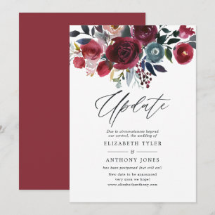 Invitation Mise à jour du mariage floral Boho Chic Bourgogne