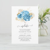 Invitation Mise à jour du Mariage floral Pastel Blue et Gold (Debout devant)
