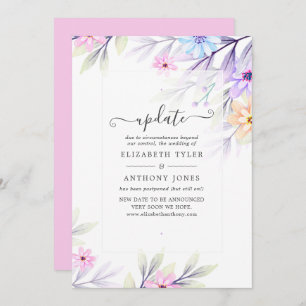 Invitation Mise à jour du Mariage floral Pastel Watercolor