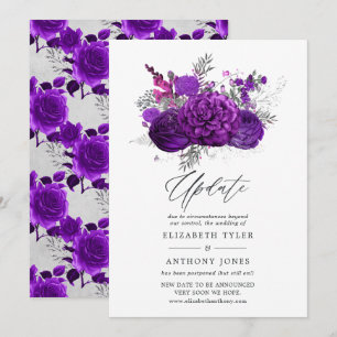 Invitation Mise à jour du Mariage Floral Royal Purple et Silv