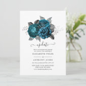 Invitation Mise à jour du Mariage floral Turquoise, Noir et A (Debout devant)