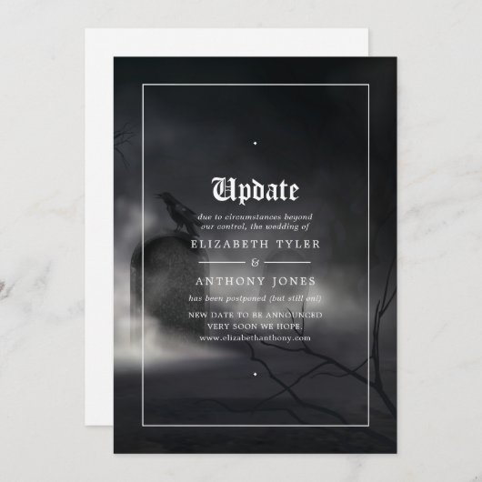 Invitation Mise à jour du Mariage gothique d'Halloween (Devant / Derrière)