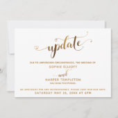 Invitation Mise à jour Mariage reportée Gold Hearts Calligrap (Devant)