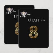 Invitation Miss America Argent Couronne Carte-8 (Devant / Derrière)