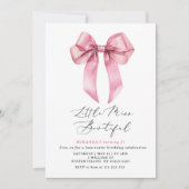 Invitation Miss Bowtiful Pink Coquette Bow anniversaire fille (Devant)