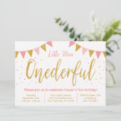 Invitation Miss Onederful Blush Pink & Parties scintillant 1e (Debout devant)