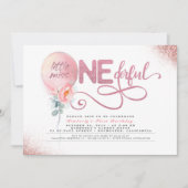 Invitation Miss ONEderful Floral Balloon 1er Anniversaire (Devant)