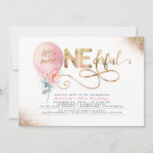 Invitation Miss ONEderful Floral Balloon 1er Anniversaire (Devant)