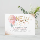 Invitation Miss ONEderful Floral Balloon 1er Anniversaire (Debout devant)