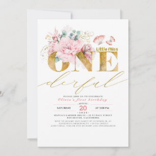 Invitation Miss ONEderful Gold Parties scintillant 1er annive