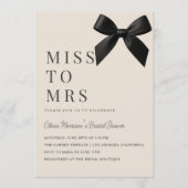 Invitation Miss to Mrs Black Bow QR Code Bridal Shower (Devant)