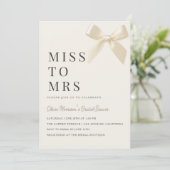Invitation Miss to Mrs Coquette Bow QR Code Bridal Shower (Debout devant)