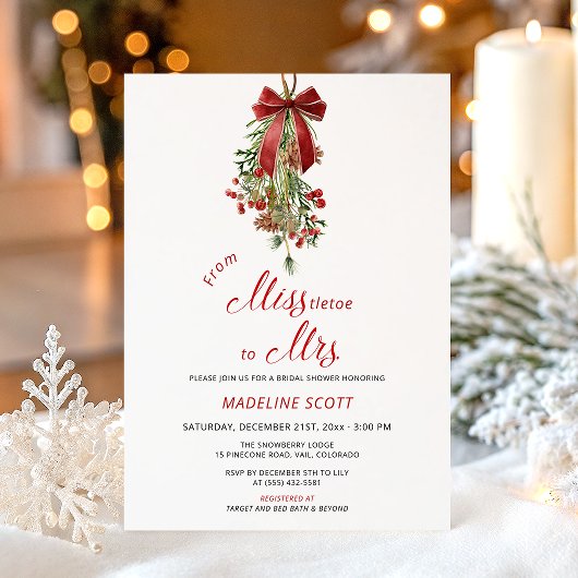 Invitation Miss to Mrs Mistletoe Christmas Bridal Shower