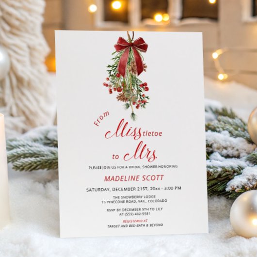 Invitation Miss to Mrs Mistletoe Christmas Bridal Shower