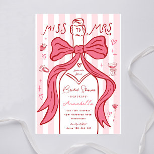 Invitation Miss to Mrs Réception de Mariage Ruban Rose Champa