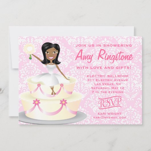 Invitation Miss Wright 2 Afro-Américaine Damask (Devant)