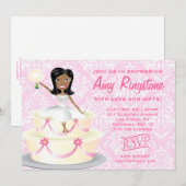 Invitation Miss Wright 2 Afro-Américaine Damask (Devant / Derrière)