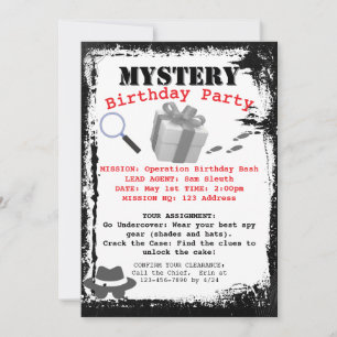 Invitation Mission d'anniversaire de détective de mystère