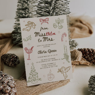 Invitation Misstletoe à Mme Fête des mariées de Noël
