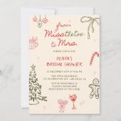 Invitation Misstletoe à Mme Hand Drawn Fête des mariées (Devant)