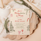 Invitation Misstletoe à Mme Hand Drawn Fête des mariées