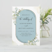 Invitation Mist Blue, Eucalyptus Oval Arch, Mariage de verdur (Debout devant)