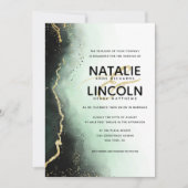 Invitation Mist Ethereal Ombre Green Gold Foil Mariage modern (Devant)