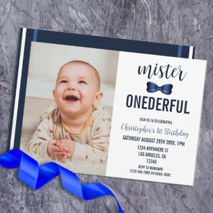 Invitation Mister Onederful Bow Cravate 1er anniversaire