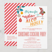 Invitation Mistletoe & Alco-Holly Cocktail de Noël Brunch (Devant / Derrière)