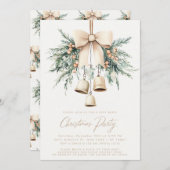 Invitation Mistletoe Bells Fête de Noël rustique (Devant / Derrière)