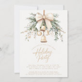 Invitation Mistletoe Bells Rustic Holiday Party (Devant)