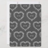Invitation Mistletoe coeur ligne art mariage gris foncé blanc (Dos)