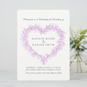 Invitation Mistletoe coeur ligne art mariage violet blanc vio (Debout devant)