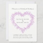 Invitation Mistletoe coeur ligne art mariage violet blanc vio (Devant)