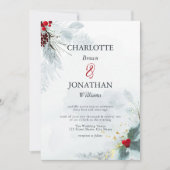 Invitation Mistletoe Elegant Aquarelle Mariage d'hiver Invita (Devant)