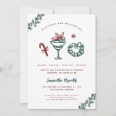 Invitation Mistletoe et Margaritas | Bachelorette de Noël (Devant)