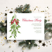 Invitation Mistletoe Greenery Christmas Party Custom