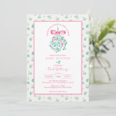 Invitation Mistletoe Kisses Baby shower rose pour fille (Debout devant)