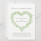 Invitation Mistletoe ligne coeur art mariage vert blanc (Devant)