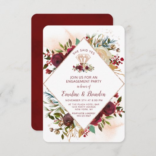 Invitation Mistletoe Manor Chic Elle A Dit Oui Partie Engagem (Devant / Derrière)