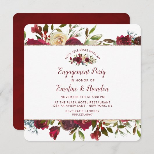 Invitation Mistletoe Manor Fêtons la fête de l'engagement (Devant / Derrière)