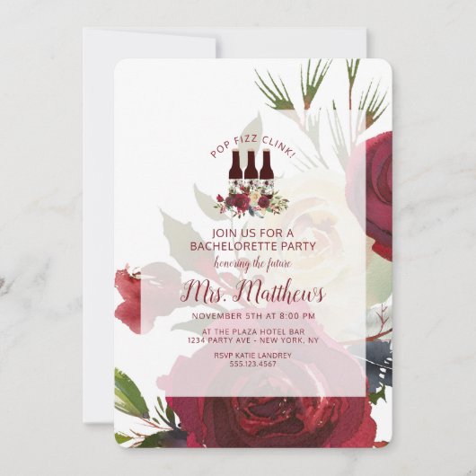 Invitation Mistletoe Manor Pop Fizz Clink Bachelorette (Devant)
