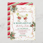 Invitation Mistletoe Margaritas Fête de Fêtes Levée À La Main (Devant / Derrière)