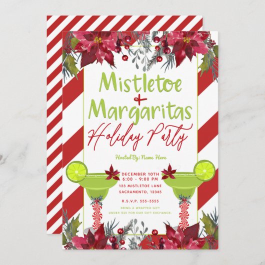 Invitation Mistletoe & Margaritas Fête Fête Fiesta (Devant / Derrière)