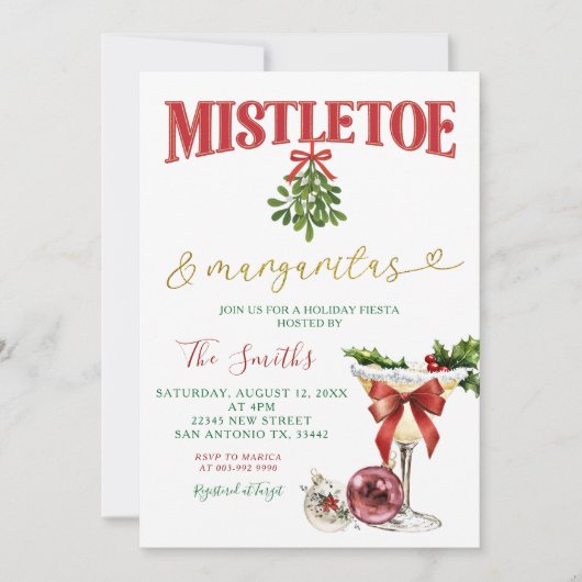 Invitation Mistletoe & Margaritas Winter Holiday Fiesta Party (Devant)