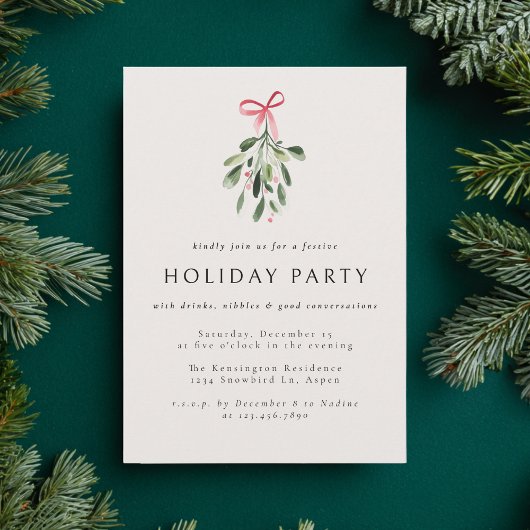 Invitation Mistletoe Modern Elegant Christmas Party Holiday